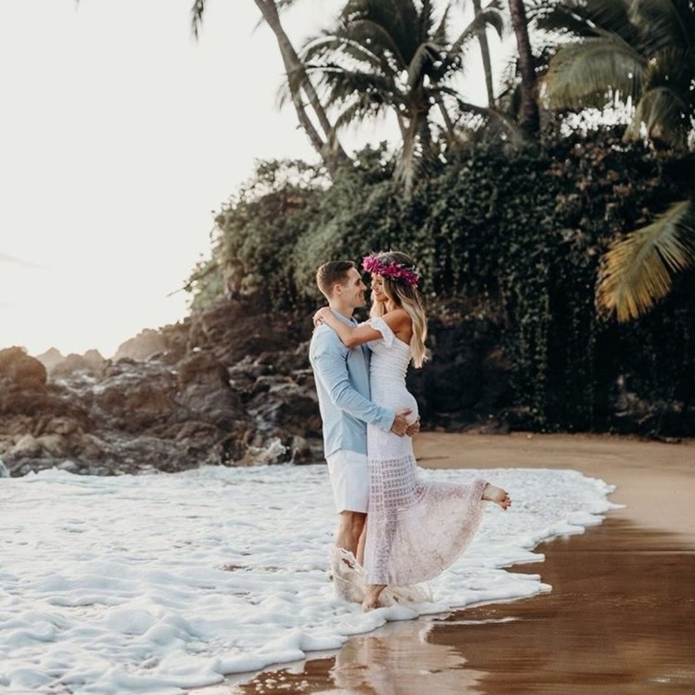 Nightcap White Lace Maxi Dress with Pink Ombre